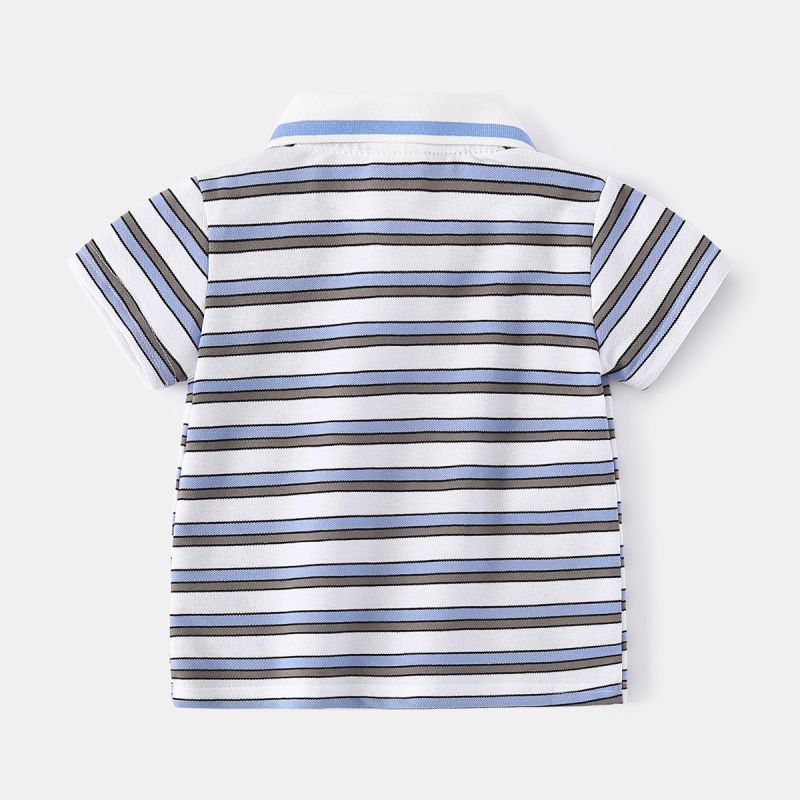 Polo majica za dječake - korejski stil, pamuk, prugasta, izvezeni, 3-8 godina