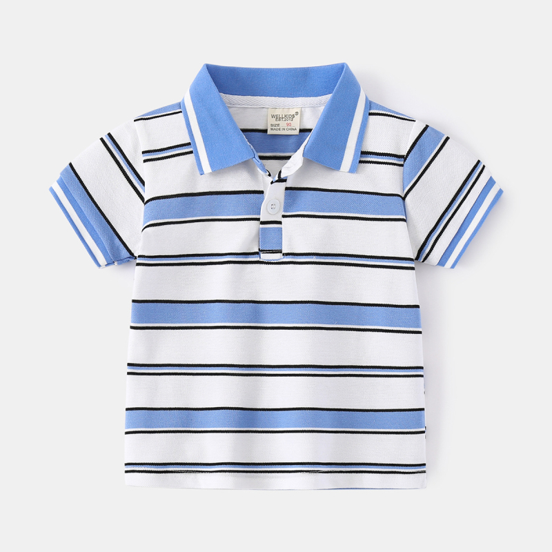 Polo majica za dječake - korejski stil, pamuk, prugasta, izvezeni, 3-8 godina