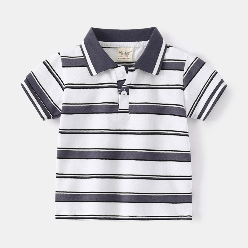 Polo majica za dječake - korejski stil, pamuk, prugasta, izvezeni, 3-8 godina