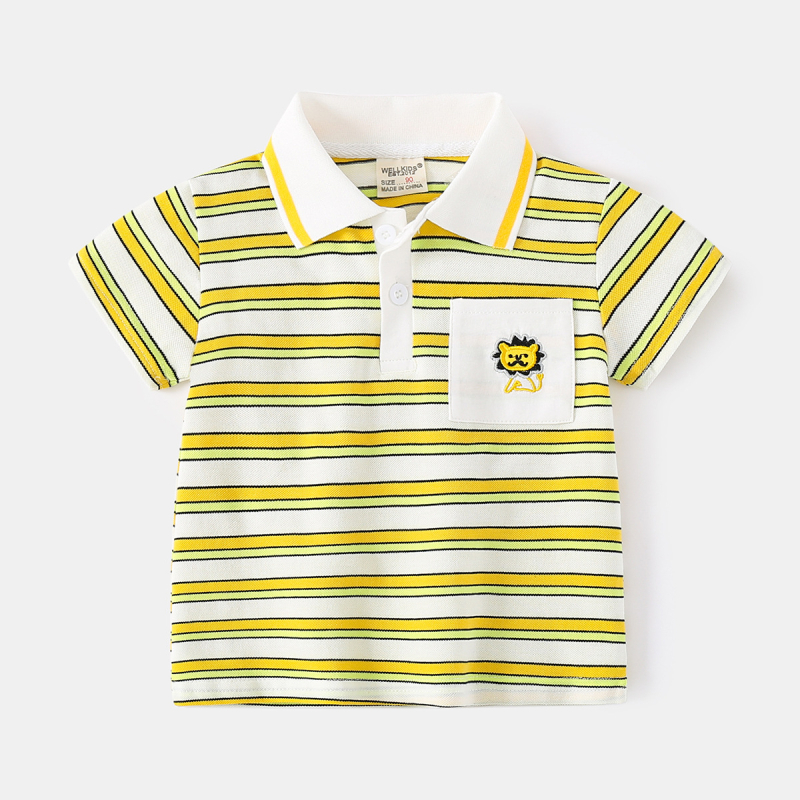Polo majica za dječake - korejski stil, pamuk, prugasta, izvezeni, 3-8 godina