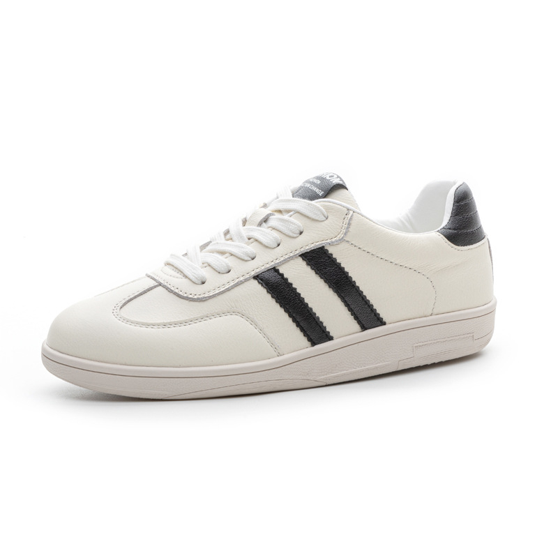 Γυναικείες δερμάτινες sneakers τύπου lazy, με στρογγυλή μύτη, μπροστινό κορδόνι, χαμηλό πάνω μέρος, χαμηλό τακούνι 1–3 εκ