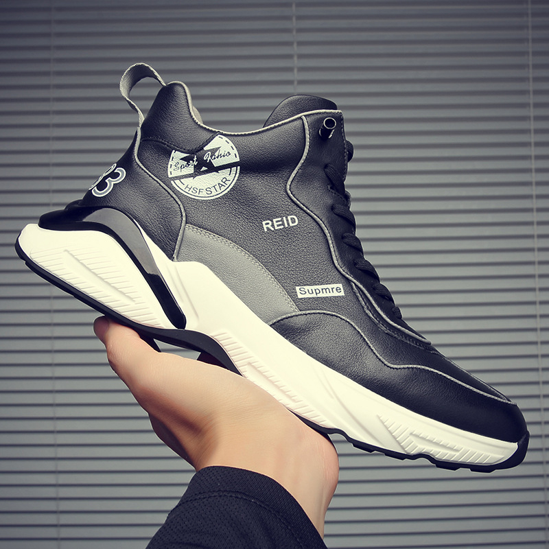 Pantofi sport casual din piele naturală pentru bărbați, două straturi de piele de vacă, talpă din spumă de cauciuc, toc în formă de pană 3–5 cm, lansare iarnă 2024