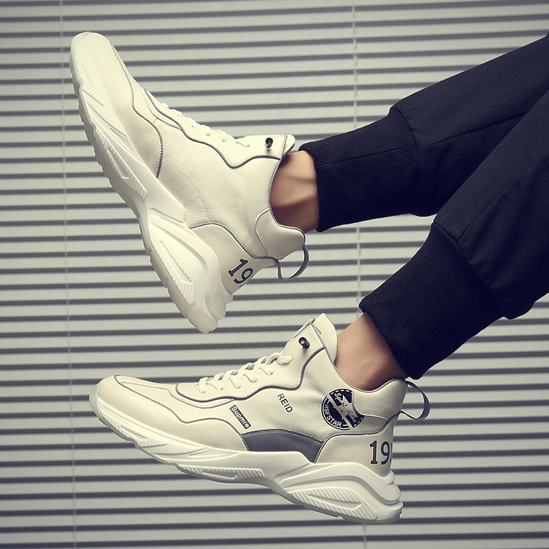 Pantofi sport casual din piele naturală pentru bărbați, două straturi de piele de vacă, talpă din spumă de cauciuc, toc în formă de pană 3–5 cm, lansare iarnă 2024