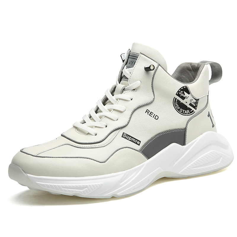 Pantofi sport casual din piele naturală pentru bărbați, două straturi de piele de vacă, talpă din spumă de cauciuc, toc în formă de pană 3–5 cm, lansare iarnă 2024