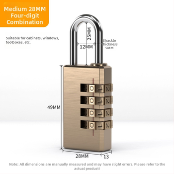 Дигитална медна комбинирана брава за шкаф за багаж, с 4 шайби, 3 мм дебелина на прътa и 20 мм разстояние между пръчките