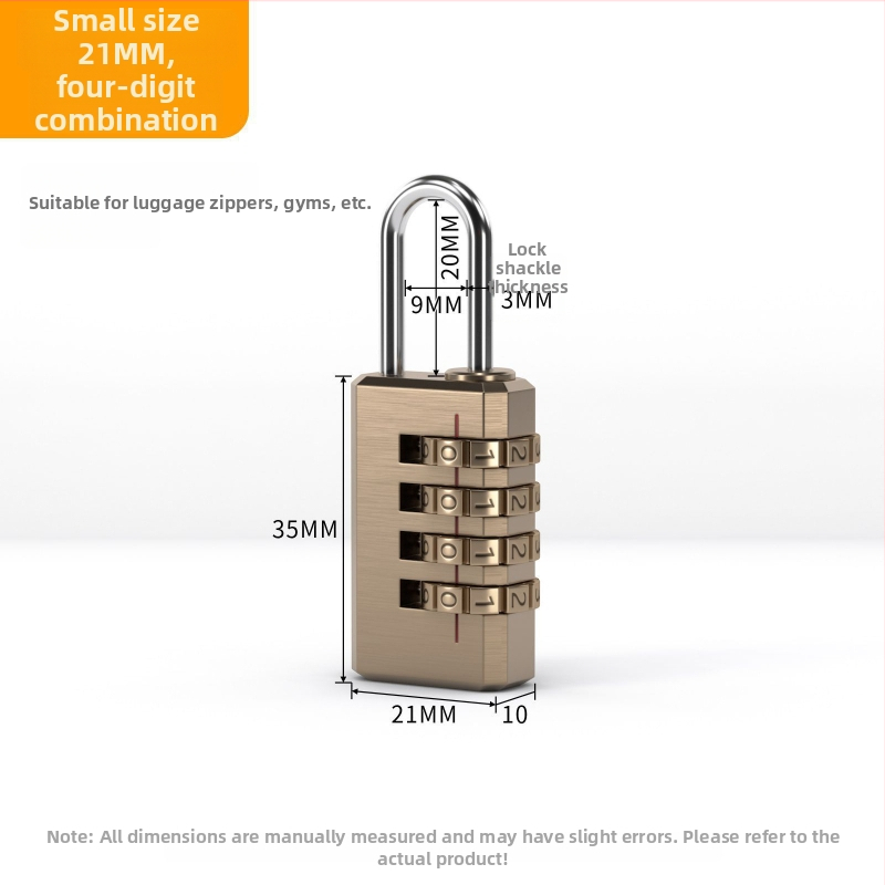 Дигитална медна комбинирана брава за шкаф за багаж, с 4 шайби, 3 мм дебелина на прътa и 20 мм разстояние между пръчките