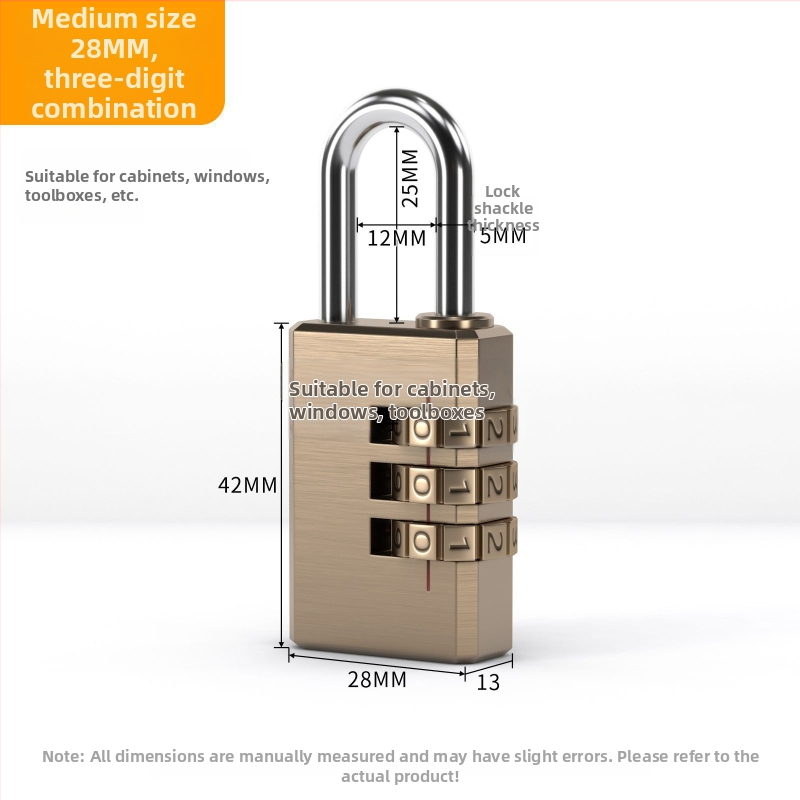 Дигитална медна комбинирана брава за шкаф за багаж, с 4 шайби, 3 мм дебелина на прътa и 20 мм разстояние между пръчките