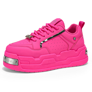 Adidași unisex cu talpă groasă, talpă din cauciuc, partea superioară din fibră super, înălțimea călcâiului 3–5 cm, vârf rotund, antiaderare și absorbție a șocurilor