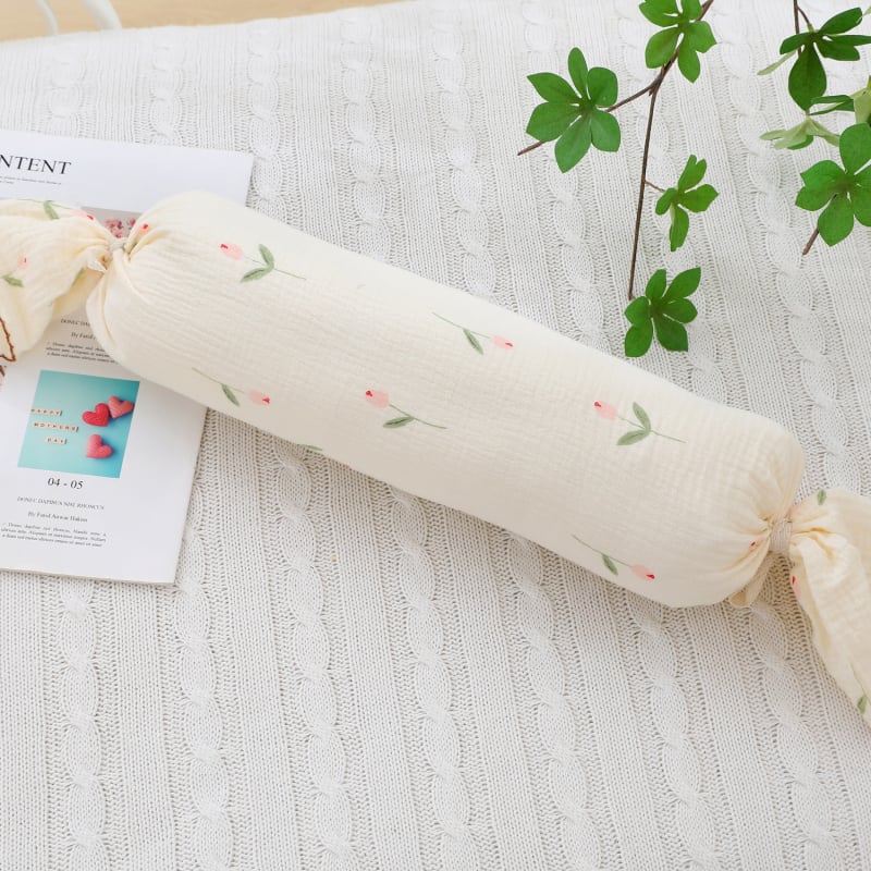 Βρεφικό μαξιλάρι σε σχήμα καραμέλας, μαλακό, με γέμισμα από μαργαριτωμένο βαμβάκι και πυρήνα από πολυεστερικές ίνες