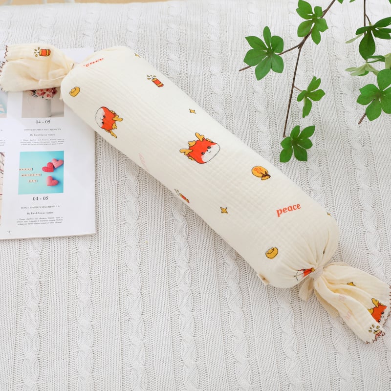 Βρεφικό μαξιλάρι σε σχήμα καραμέλας, μαλακό, με γέμισμα από μαργαριτωμένο βαμβάκι και πυρήνα από πολυεστερικές ίνες