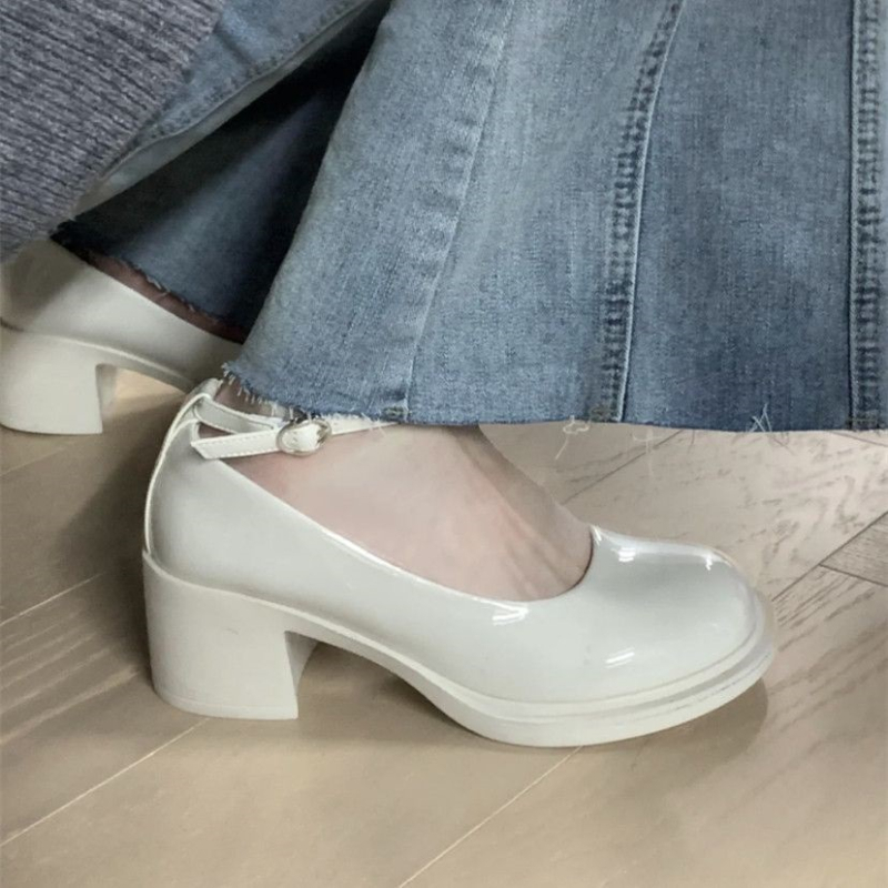Mary Jane cipele za žene s niskim mačkastim potpeticama, gornji PU materijal, PU podstava, gumena potplat, zatvarač s jednim dijelom, za odrasle žene