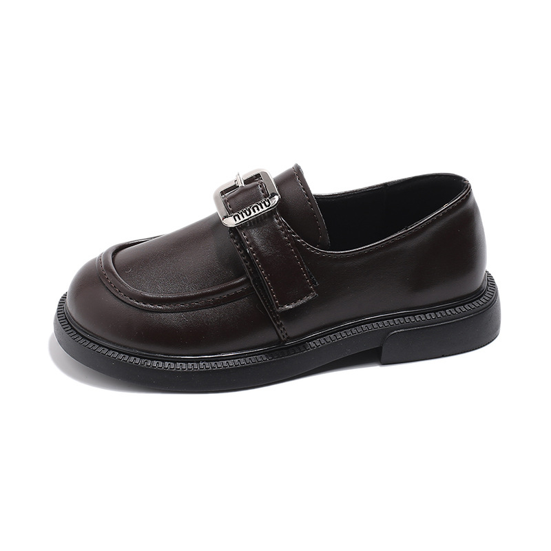 Dječji PU loafers u britanskom stilu, s Velcro kopčom, niskim gležnjem i protukliznom potplatom