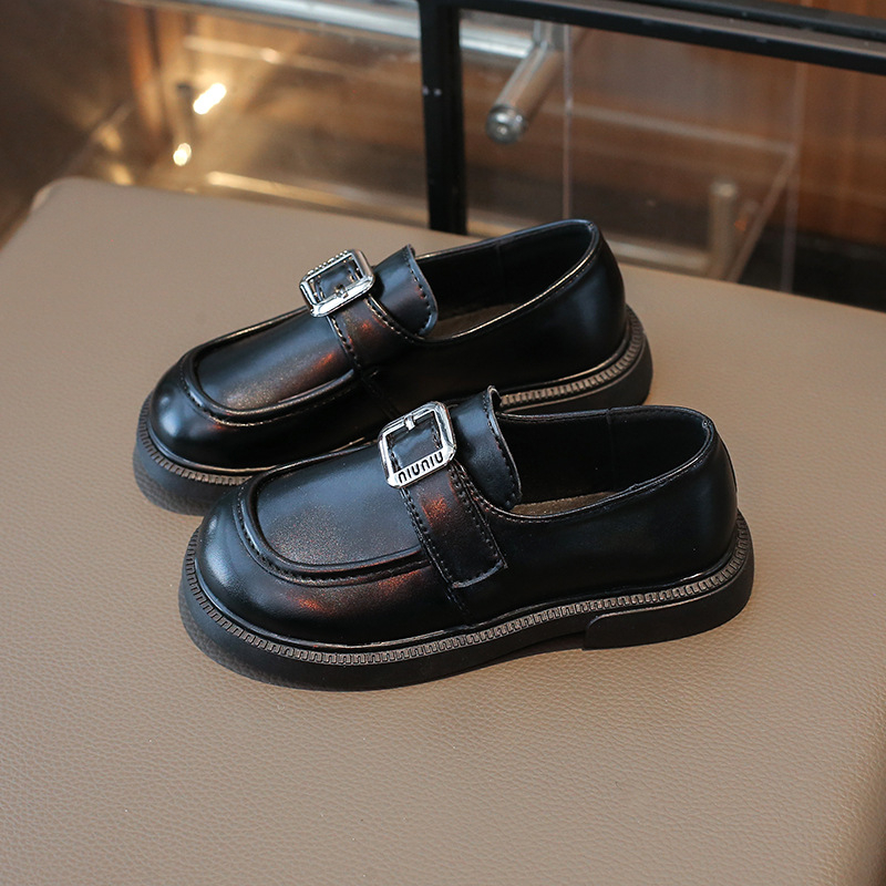 Dječji PU loafers u britanskom stilu, s Velcro kopčom, niskim gležnjem i protukliznom potplatom