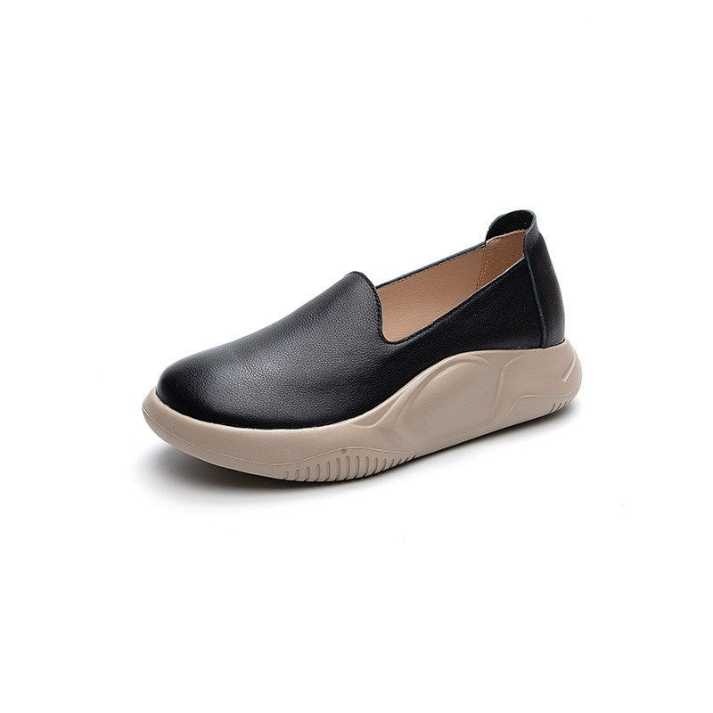 Pantofi sport din piele pentru creșterea înălțimii, vârf rotund, partea superioară din piele de vițel din primul strat, branț din piele de porc din primul strat, talpă plată, talpă din spumă de cauciuc