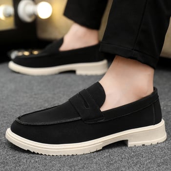 Férfi velúr alacsony profilú cipő, vízálló, 3-5 cm ferde sarok, PU belsőtalp, PVC öntött talp