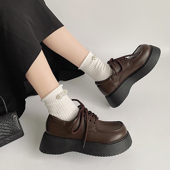 Női loaferek kerek orrú, PU felsőrész, 3–6 cm vastag sarok, egyszerű stílus