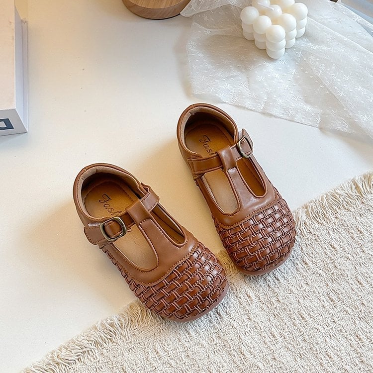 Lányoknak szánt T-strap cipő, akadémiai stílus, alacsony szárú, Velcro-zárás — Felső: Szintetikus bőr; Talp: Gumi