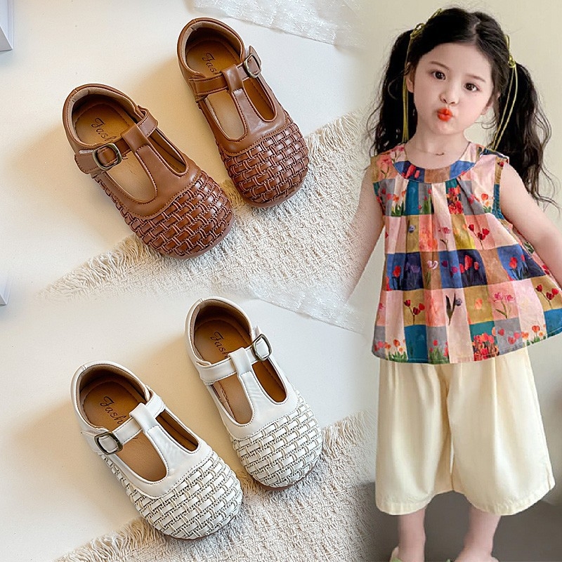 Lányoknak szánt T-strap cipő, akadémiai stílus, alacsony szárú, Velcro-zárás — Felső: Szintetikus bőr; Talp: Gumi