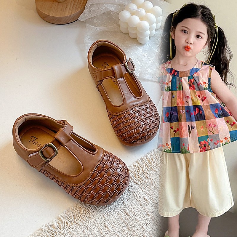 Lányoknak szánt T-strap cipő, akadémiai stílus, alacsony szárú, Velcro-zárás — Felső: Szintetikus bőr; Talp: Gumi