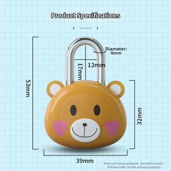 Medve figurás zár jegyzetfüzethez — műanyag ház, vas zár, testreszabható, logónyomtatás, márka CJSJ