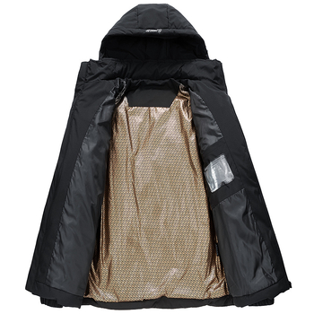 Ανδρικό μπουφάν πούπουλο για χειμώνα με κουκούλα, παχύτερο ύφασμα, αδιάβροχο, γέμισμα από λευκό πούπουλο, κατάλληλο για -5°C έως 0°C