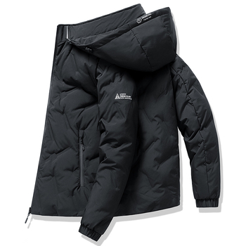 Ανδρικό μπουφάν πούπουλο για χειμώνα με κουκούλα, παχύτερο ύφασμα, αδιάβροχο, γέμισμα από λευκό πούπουλο, κατάλληλο για -5°C έως 0°C