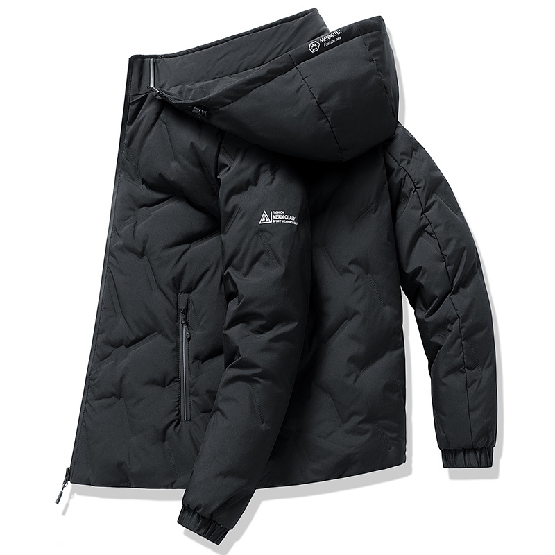 Ανδρικό μπουφάν πούπουλο για χειμώνα με κουκούλα, παχύτερο ύφασμα, αδιάβροχο, γέμισμα από λευκό πούπουλο, κατάλληλο για -5°C έως 0°C
