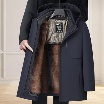 Ανδρικό μπουφάν από πούπουλο χήνας, χειμερινό, με αποσπώμενο επενδύτη και φλίς επένδυση, περιεκτικότητα πούπουλο χήνας 91–95%, πλήρωση 700