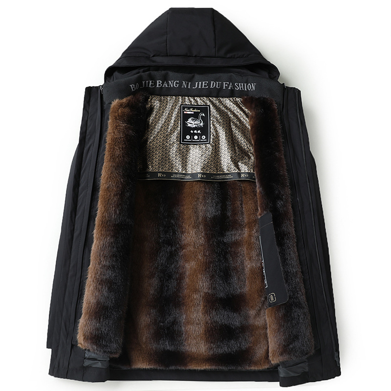 Ανδρικό μπουφάν από πούπουλο χήνας, χειμερινό, με αποσπώμενο επενδύτη και φλίς επένδυση, περιεκτικότητα πούπουλο χήνας 91–95%, πλήρωση 700