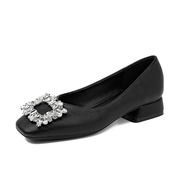 Koreai stílusú női lapos cipő négyszögletes orral és alacsony sarkúval, mikroszálas felsőrész, talp gumírozott