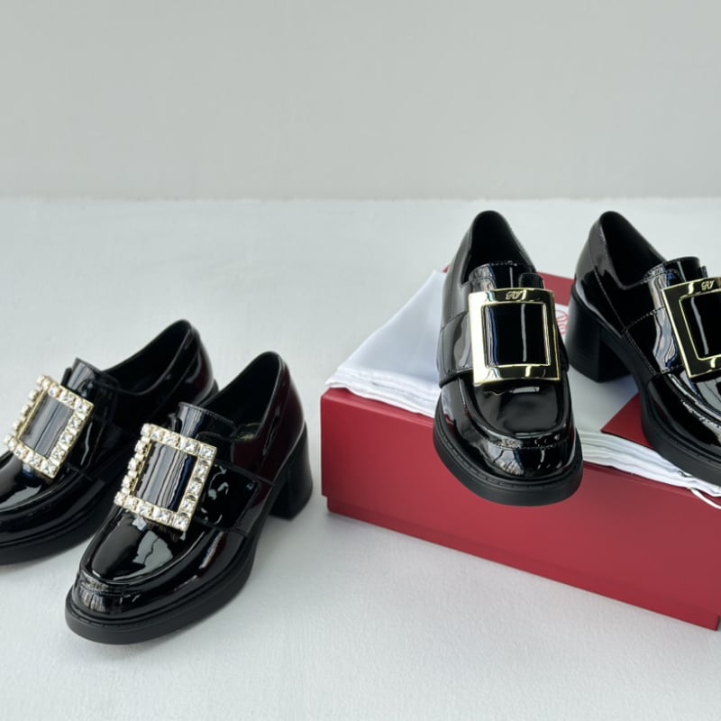 Ženske kožne slip-on cipele s okruglim vrhom, britanski stil, chunky mid-heel 3–5 cm, podstava od ovčje kože, prirodna koža uloška, kožna potplat