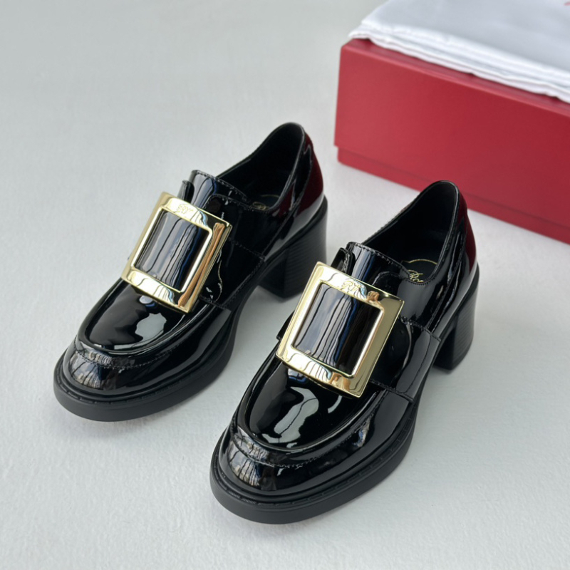Ženske kožne slip-on cipele s okruglim vrhom, britanski stil, chunky mid-heel 3–5 cm, podstava od ovčje kože, prirodna koža uloška, kožna potplat
