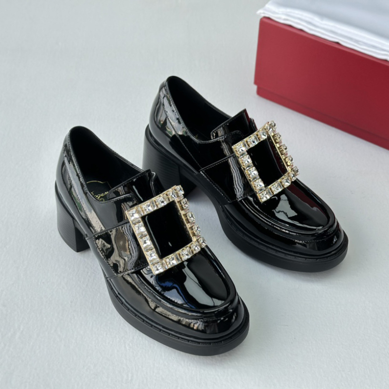 Ženske kožne slip-on cipele s okruglim vrhom, britanski stil, chunky mid-heel 3–5 cm, podstava od ovčje kože, prirodna koža uloška, kožna potplat