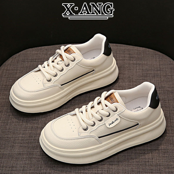 Adidași pentru femei din piele naturală, talpă de cauciuc groasă 3–5 cm, talpă interioară din latex, căptușeală din microfibră, închidere cu șireturi