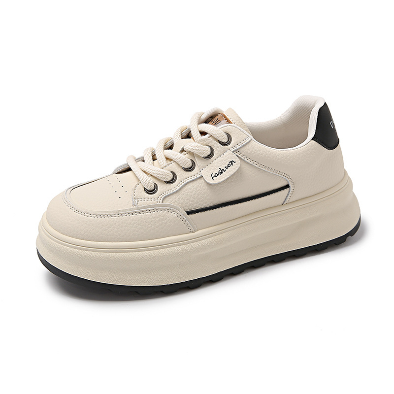 Adidași pentru femei din piele naturală, talpă de cauciuc groasă 3–5 cm, talpă interioară din latex, căptușeală din microfibră, închidere cu șireturi