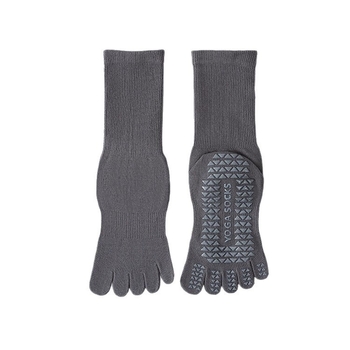 jóga zokni csúszásmentes szilikonnal, osztott ujjak ötujjas kialakítás, pamut, középmagas szár, beltéri edzéshez nőknek