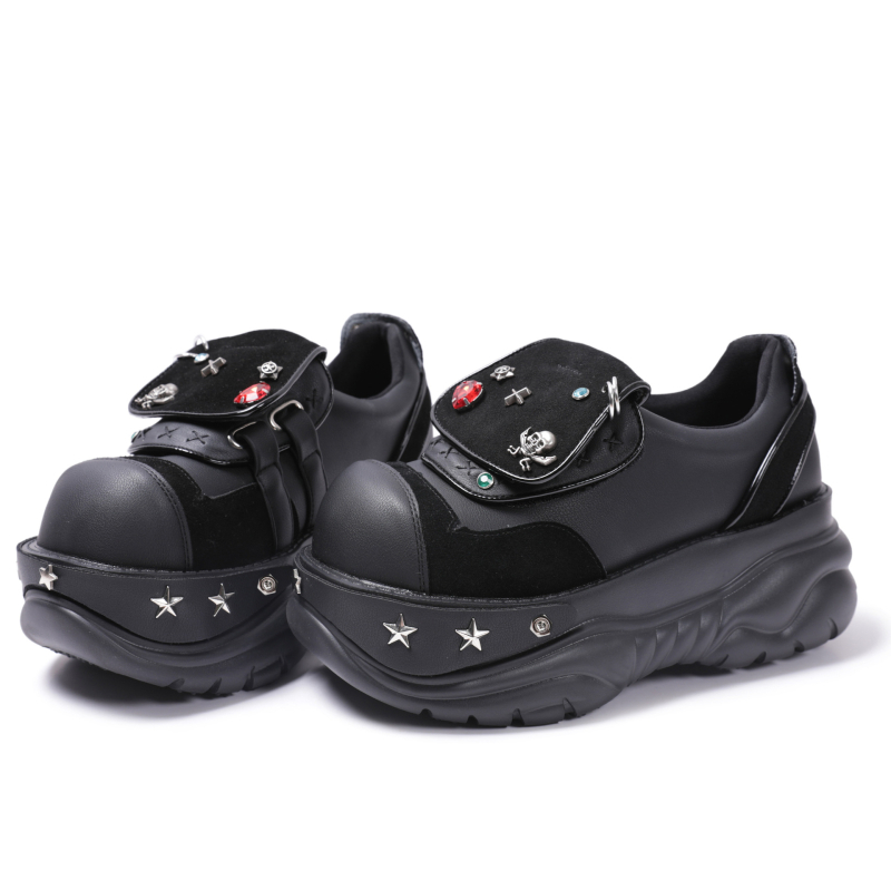 Női mikroszálas mokaszinek 6–8 cm vastag sarokkal, zárás kötés + Velcro, talp gumihab