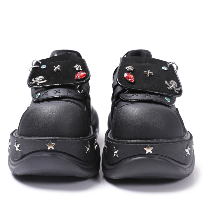 Női mikroszálas mokaszinek 6–8 cm vastag sarokkal, zárás kötés + Velcro, talp gumihab