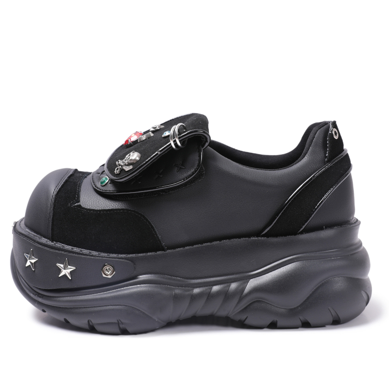 Női mikroszálas mokaszinek 6–8 cm vastag sarokkal, zárás kötés + Velcro, talp gumihab