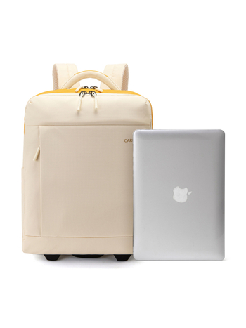 Kerekgurulós hátizsák teleszkópos fogantyúval kézipoggyászhoz, cipzáras zárás, bevonatos Oxford anyag, súly 1,88 kg, kézipoggyászként engedélyezett