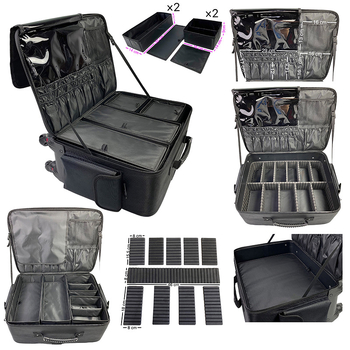 Tongyang gurulós sminktartó nagy kapacitású, Oxford anyagú, húzórúddal, univerzális kerékkel, cipzáros nyitás, zárható lakattal, uniszex