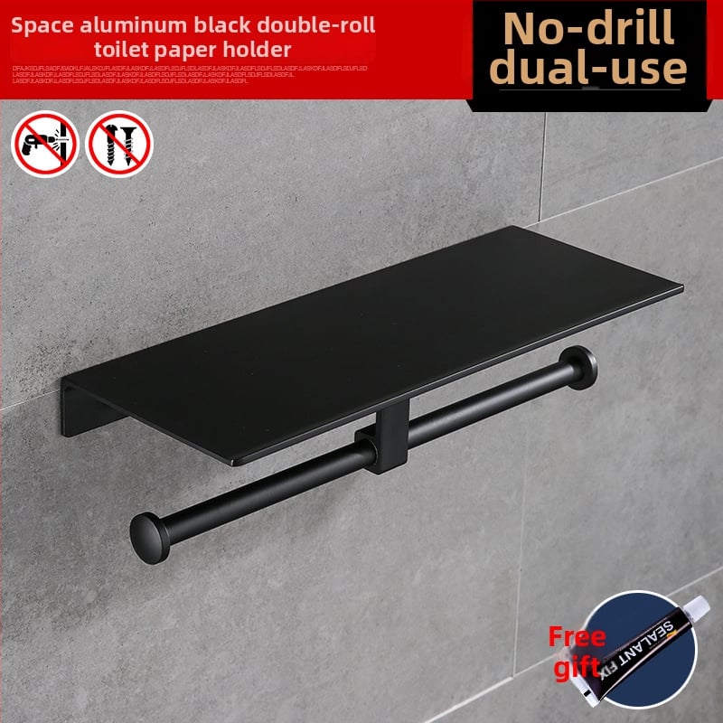 Αλουμινένιος τοίχου κρατήρας χαρτιού τουαλέτας, χωρίς διάτρηση, με κουτί χαρτιού διπλής χρήσης και θήκη τηλεφώνου