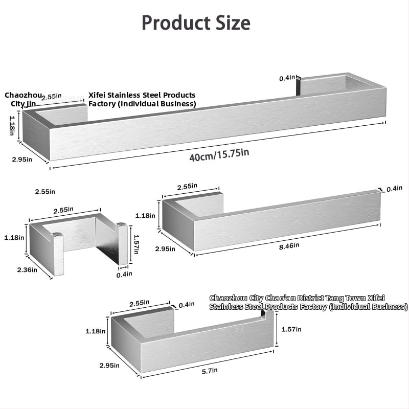 Σετ ράγες πετσέτας από ανοξείδωτο χάλυβα για μπάνιο, τετράδα, περιλαμβάνει ράγα πετσέτας, δοχείο χαρτοπετσέτας και γάντζους; φινιρίσματα: βουρτσισμένο, βαμμένο ή επίχρυσο; μάρκα Kemu san