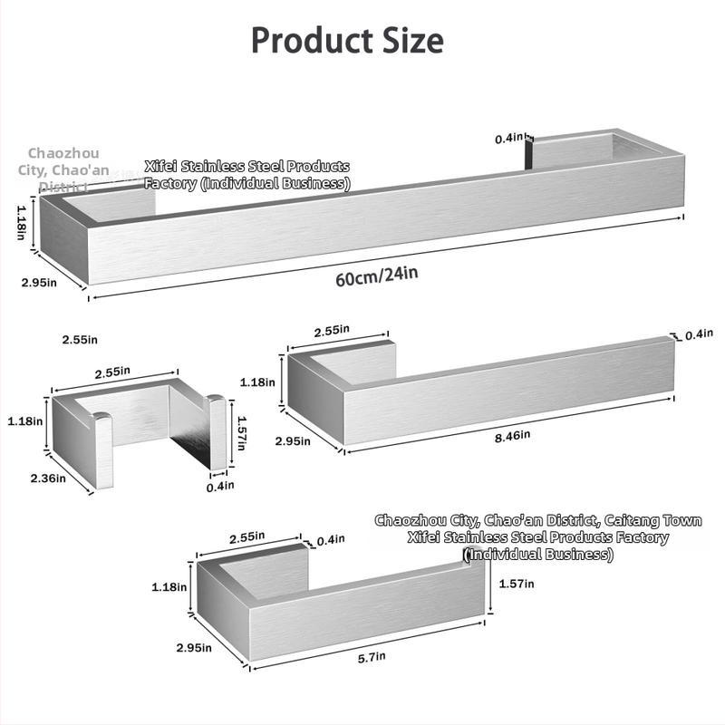 Σετ ράγες πετσέτας από ανοξείδωτο χάλυβα για μπάνιο, τετράδα, περιλαμβάνει ράγα πετσέτας, δοχείο χαρτοπετσέτας και γάντζους; φινιρίσματα: βουρτσισμένο, βαμμένο ή επίχρυσο; μάρκα Kemu san