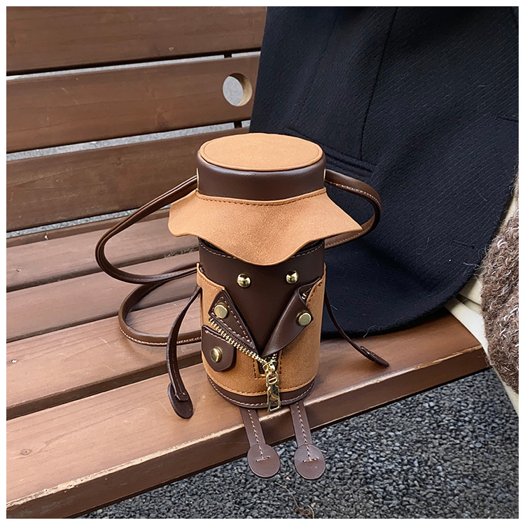 Bucket bag Yuzuo, cilindrična PU torba s retro naglaskom, poklopcem i džepom za telefon – ljeto 2025
