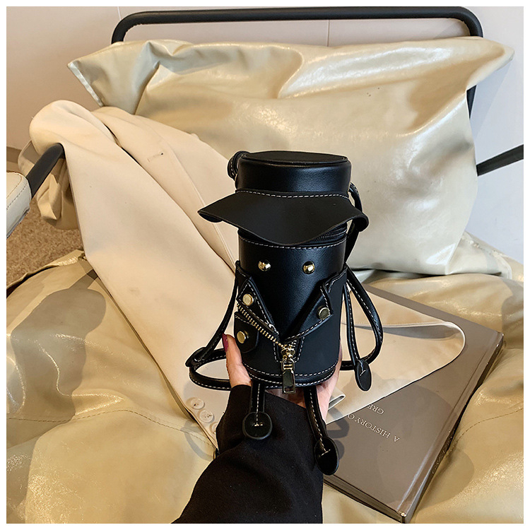 Bucket bag Yuzuo, cilindrična PU torba s retro naglaskom, poklopcem i džepom za telefon – ljeto 2025