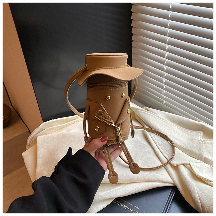 Bucket bag Yuzuo, cilindrična PU torba s retro naglaskom, poklopcem i džepom za telefon – ljeto 2025
