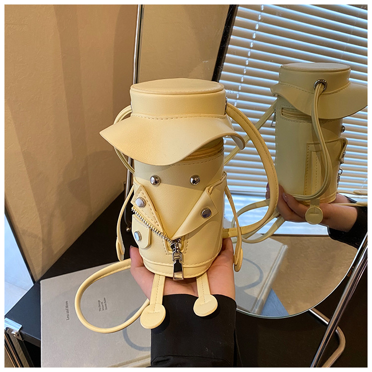 Bucket bag Yuzuo, cilindrična PU torba s retro naglaskom, poklopcem i džepom za telefon – ljeto 2025