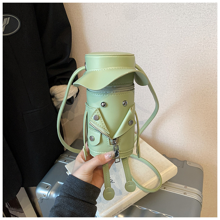 Bucket bag Yuzuo, cilindrična PU torba s retro naglaskom, poklopcem i džepom za telefon – ljeto 2025