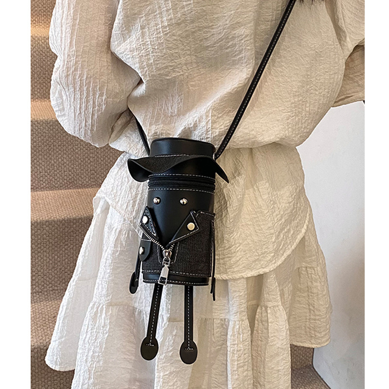 Bucket bag Yuzuo, cilindrična PU torba s retro naglaskom, poklopcem i džepom za telefon – ljeto 2025